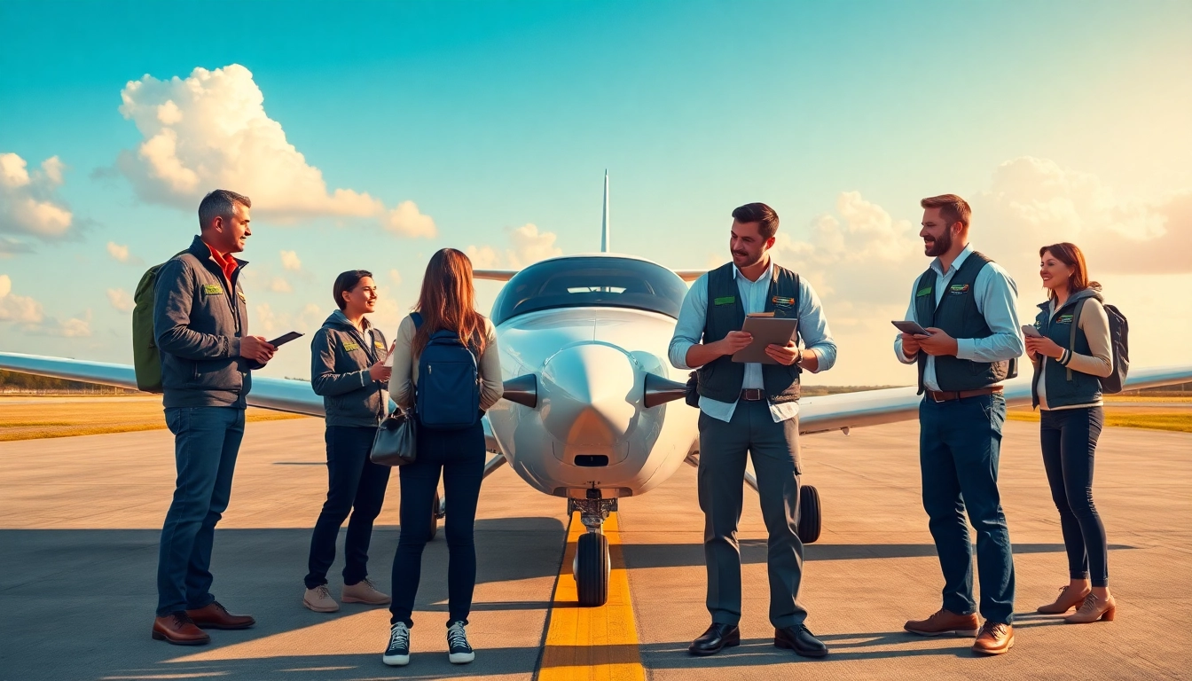 FLY88 flight school showcasing students engaging in aviation training under a bright sky.