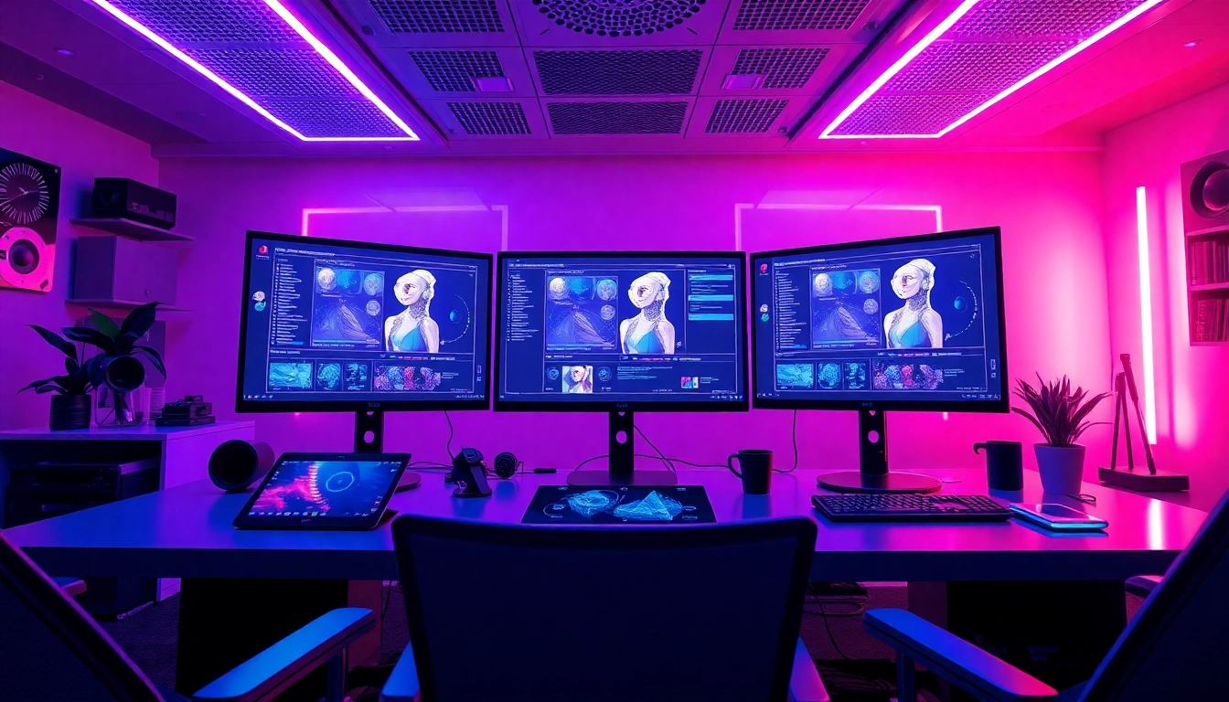 AI-generated content creation in a modern digital workspace showcasing porn ai technology.