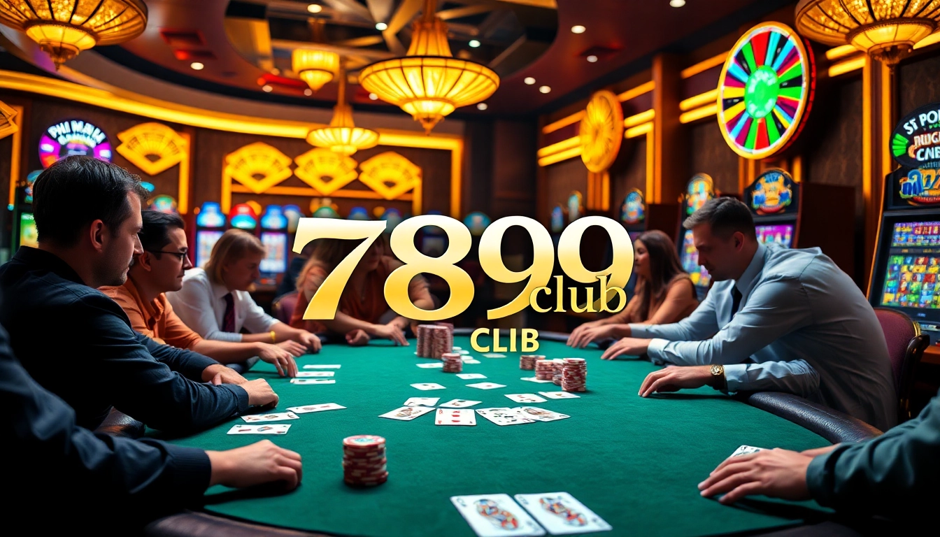 Players enjoying poker at the vibrant 789 club casino, highlighting excitement and luxury.