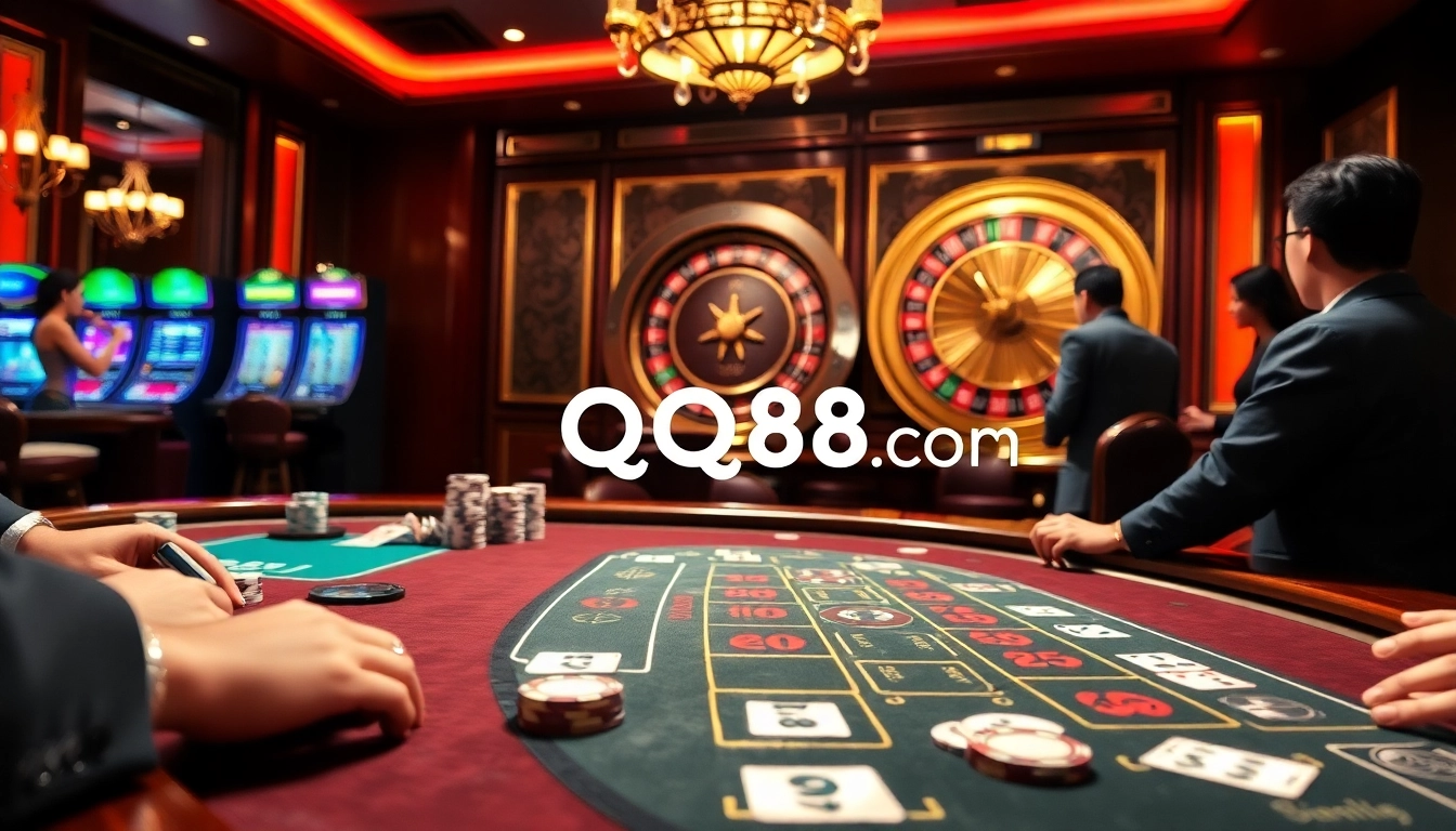 Engage with the thrilling world of gambling at qq88 com, featuring casino tables and exciting games.