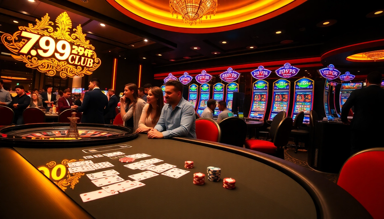 Players enjoying exciting casino games at the 789CLUB with poker chips and cards.