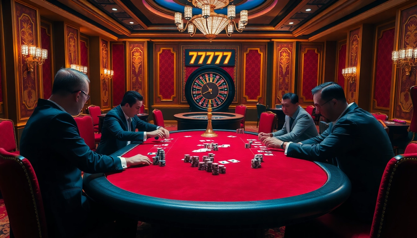 Engaging in a thrilling poker game at Rồng bạch kim 777's luxurious casino setting.