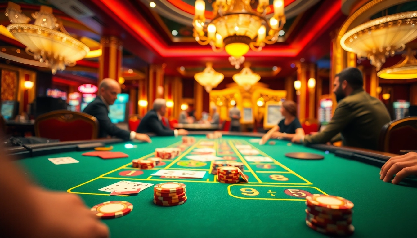 Joueurs engagés au meilleur site casino en ligne belgique avec des tables de poker et ambiance de luxe.