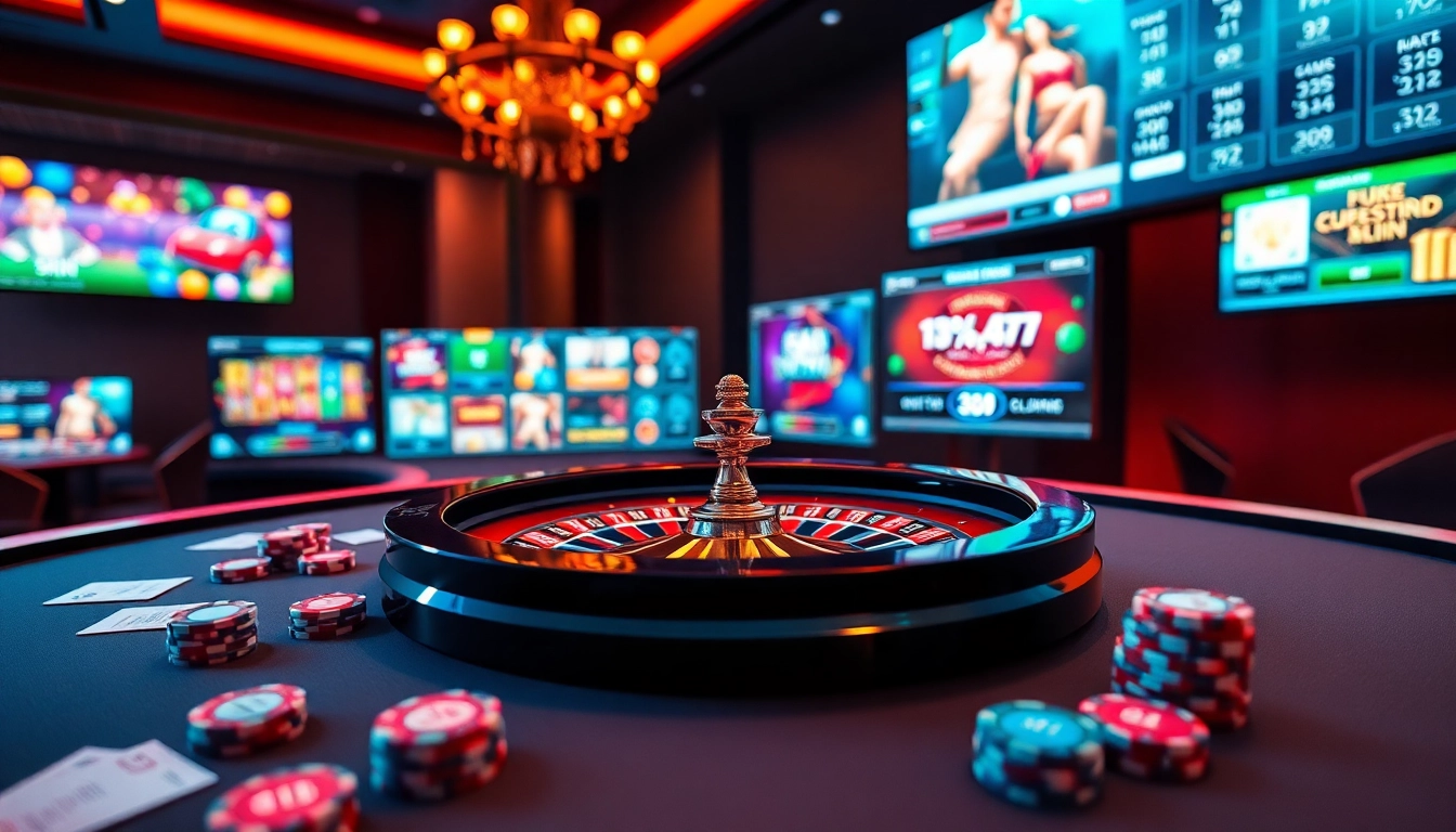 Experience the thrill of betting at 33win's vibrant casino, featuring roulette and poker chips.