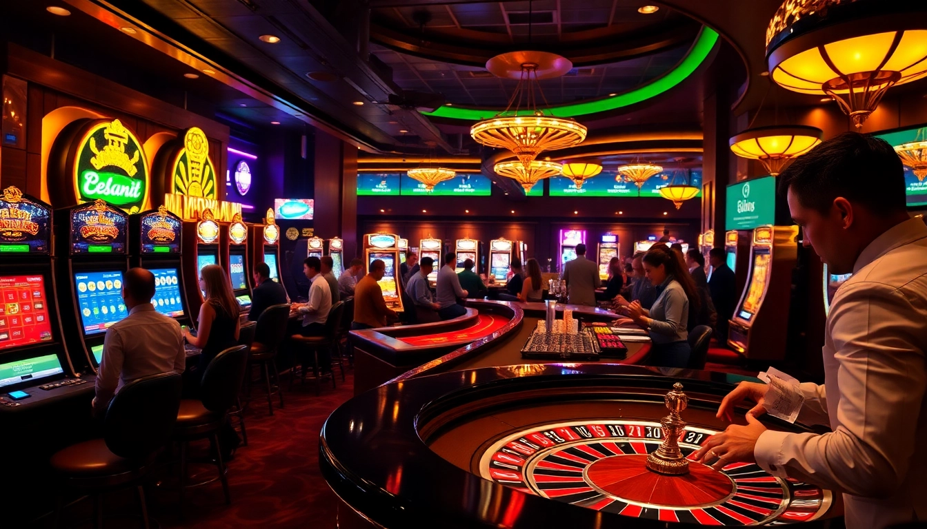 Experience the thrill with casino en ligne fiable and vibrant gaming atmosphere featuring roulette and slot machines.